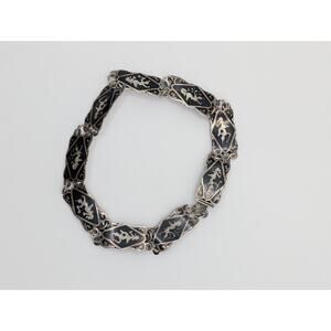 Vintage Siam Sterling Silver Goddess Dancer Panel Bracelet 7.25" 7.2 g